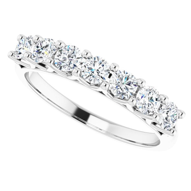 0.75 ct. Round Cut Diamond Shared Prong Wedding Band 7 Stone Anniversary Ring-VIRABYANI
